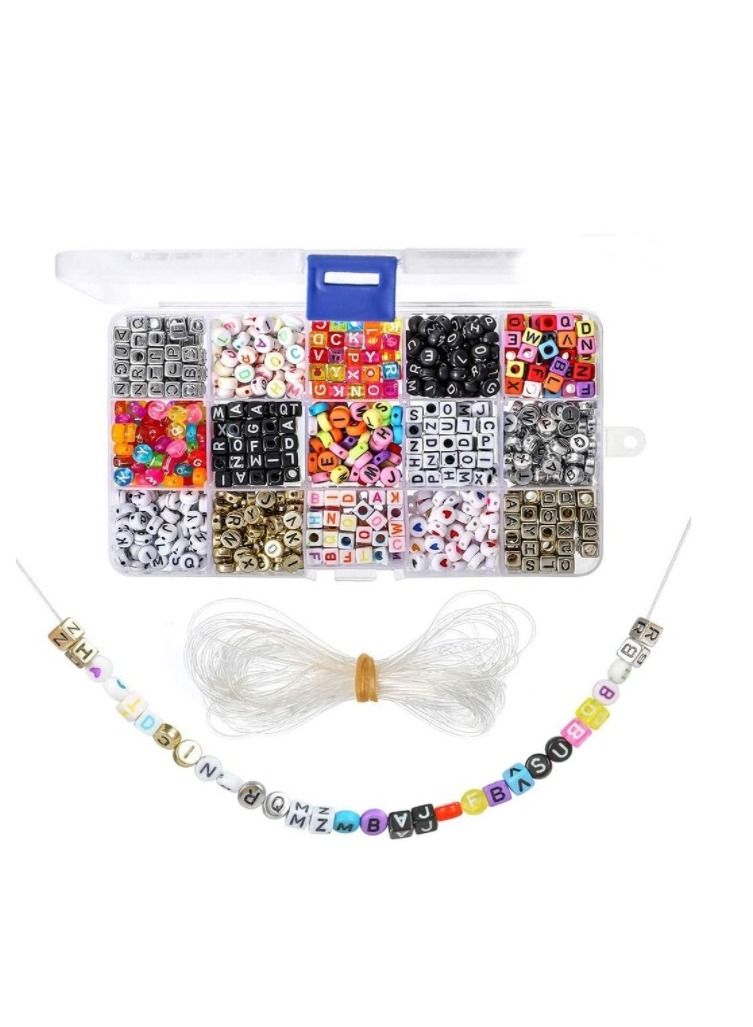 Grab Mantra 1100 Pieces Sorted  Alphabet Vowel And White Acrylic Letter Beads For Jewelry Bracelets Handmade Household Craft  - Image 1