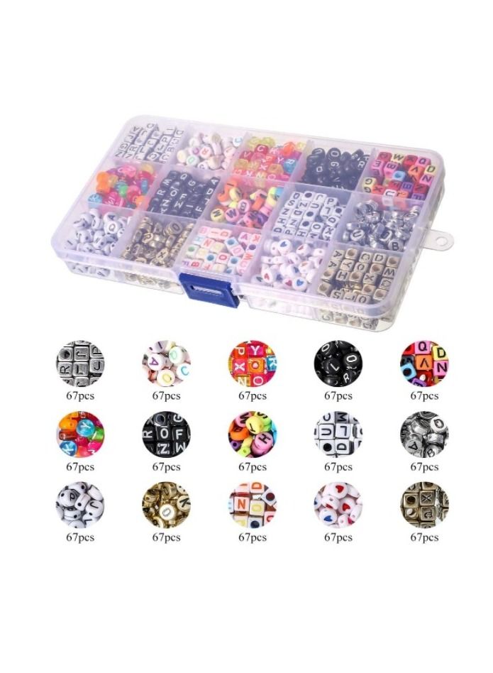 Grab Mantra 1100 Pieces Sorted  Alphabet Vowel And White Acrylic Letter Beads For Jewelry Bracelets Handmade Household Craft  - Image 2