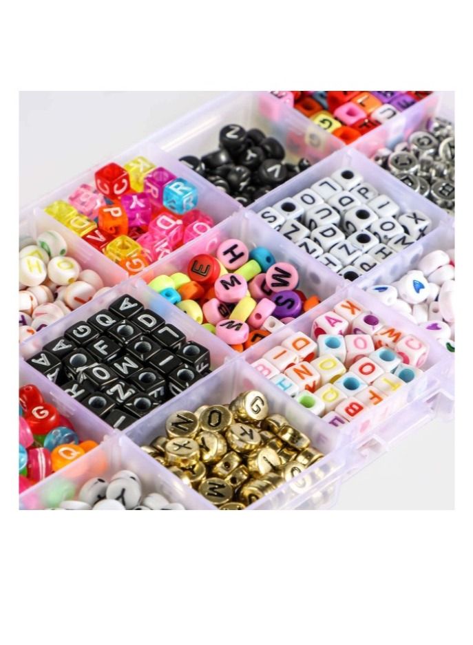 Grab Mantra 1100 Pieces Sorted  Alphabet Vowel And White Acrylic Letter Beads For Jewelry Bracelets Handmade Household Craft  - Image 3