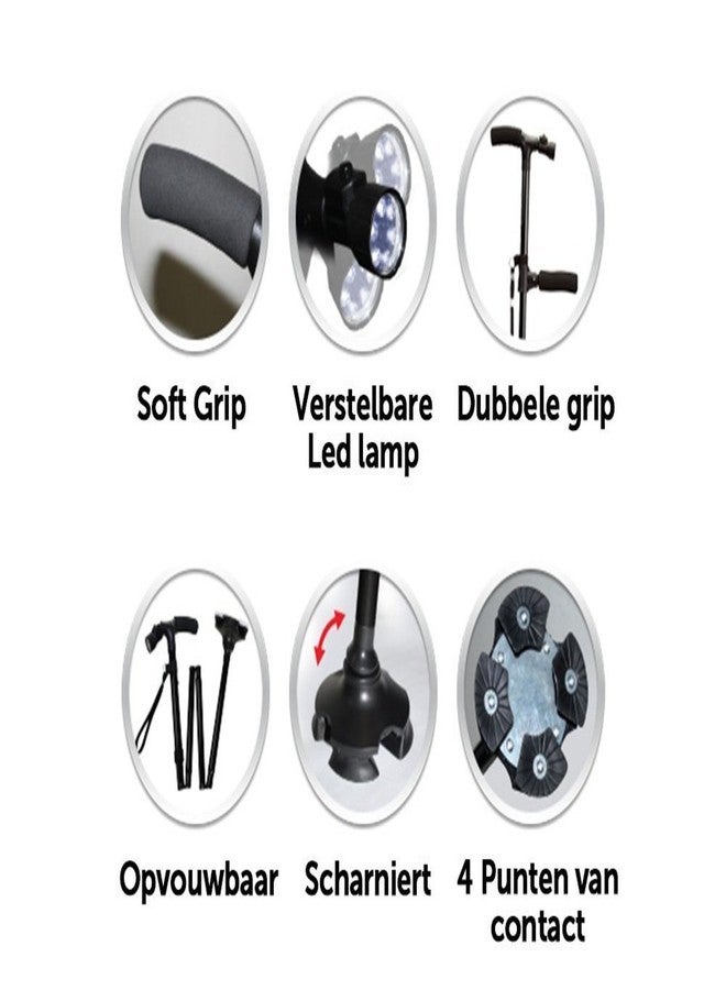 Maharsh Two Handled Cane with More Grip & Less Slip Dependable Folding Cane with Built in Lights - Image 5