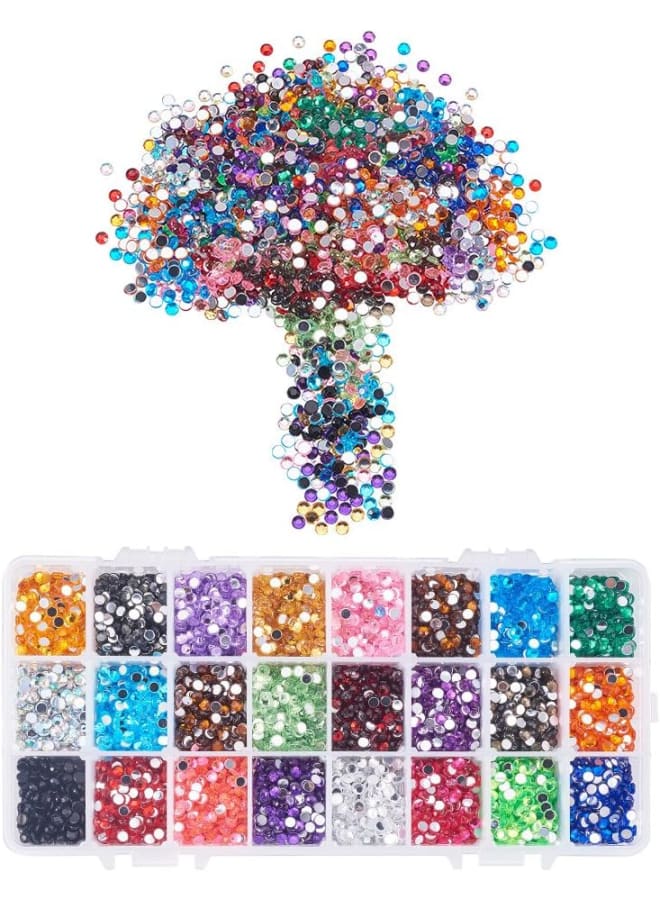 10800 Pcs Faceted Flat Round No Hot Fix Acrylic Rhinestones Cabochons Glitter Diamond Gems Decorations for Cell Phone Nail Art Mixed Color - Image 2