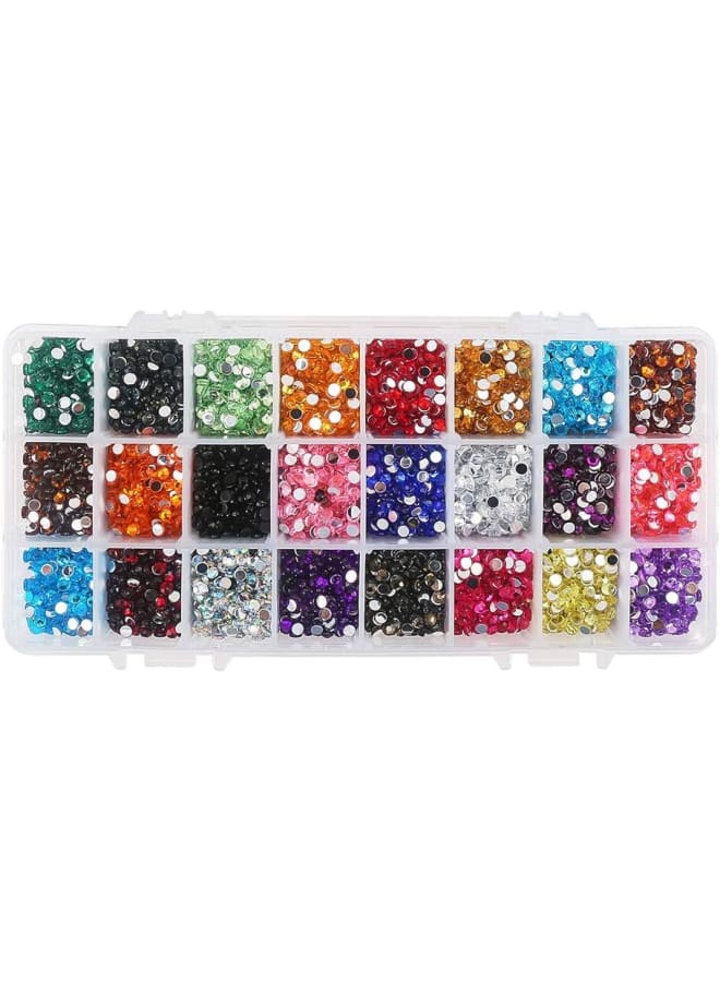 10800 Pcs Faceted Flat Round No Hot Fix Acrylic Rhinestones Cabochons Glitter Diamond Gems Decorations for Cell Phone Nail Art Mixed Color - Image 1