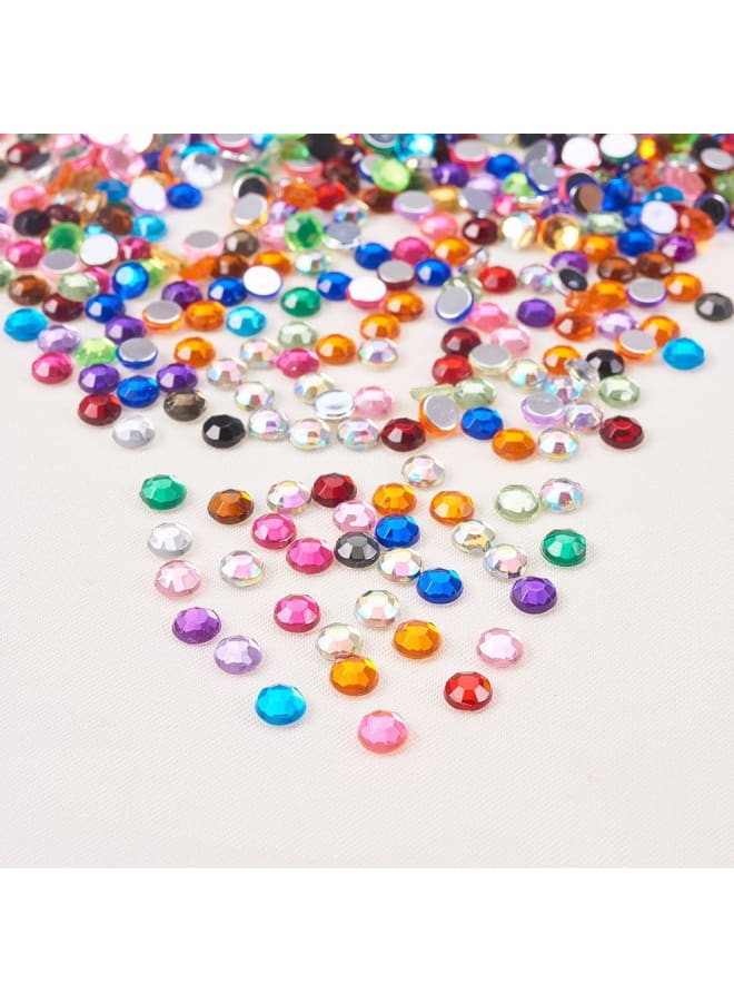 10800 Pcs Faceted Flat Round No Hot Fix Acrylic Rhinestones Cabochons Glitter Diamond Gems Decorations for Cell Phone Nail Art Mixed Color - Image 4