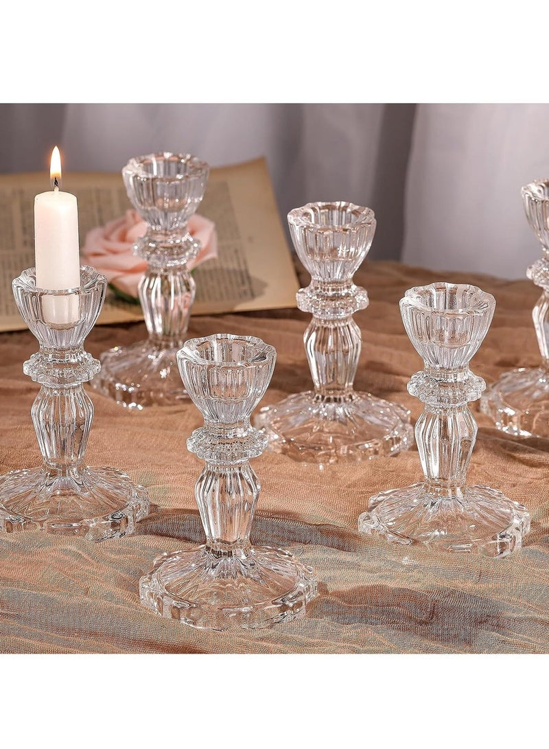 HOMESTAR 2pcs Glass Candlestick Holders 11 cm Taper Candle Clear for Wedding Festival, Party & Festival Decor - Image 3