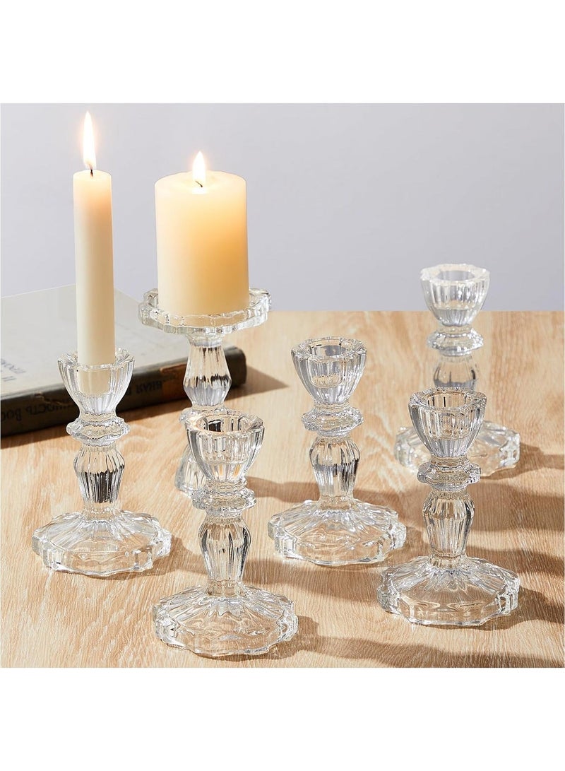 HOMESTAR 2pcs Glass Candlestick Holders 11 cm Taper Candle Clear for Wedding Festival, Party & Festival Decor - Image 2