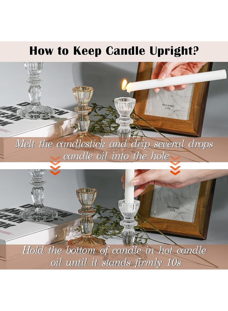 HOMESTAR 2pcs Glass Candlestick Holders 11 cm Taper Candle Clear for Wedding Festival, Party & Festival Decor - Image 4
