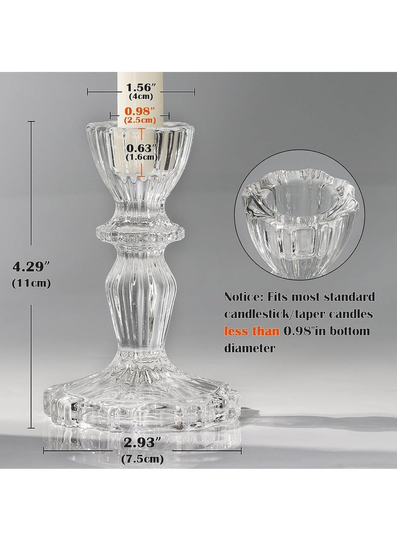 HOMESTAR 2pcs Glass Candlestick Holders 11 cm Taper Candle Clear for Wedding Festival, Party & Festival Decor - Image 5