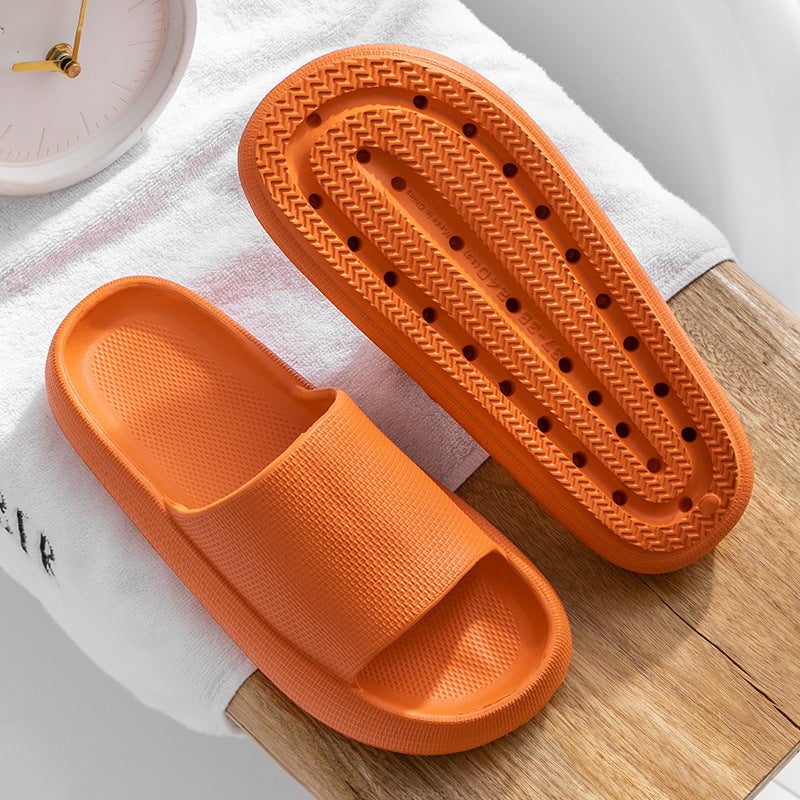 Summer home Internet celebrity EVA slippers one-word slippers thick-soled couple slippers simple non-slip solid feeling bathroom 38-39 black - Image 3