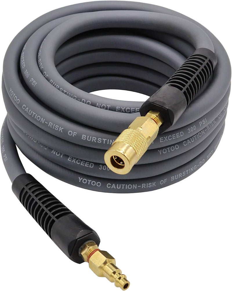 YOTOO 3/8-Inch by 25-Feet Hybrid Air Hose - 300 PSI Heavy Duty, Kink Resistant, All-Weather Flexibility - Image 1