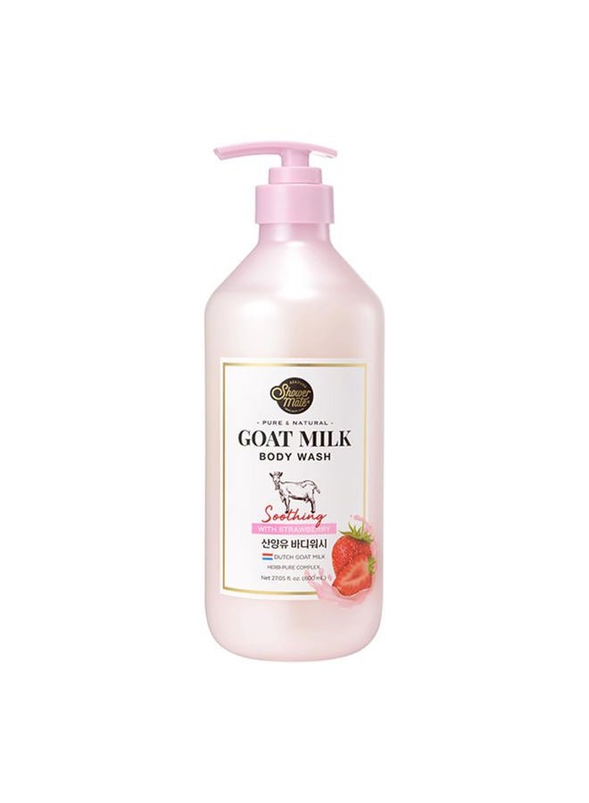 Shower Mate Goat Milk Body Wash Strawberry 27 fl oz / 800 ml (1 Pack) - Image 1