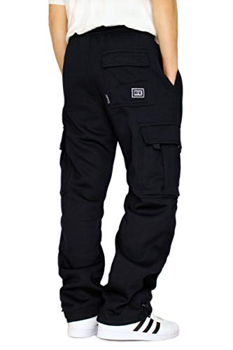 DREAM USA Men's Heavyweight Fleece Cargo Sweatpants, Navy, XX-Large - Image 2