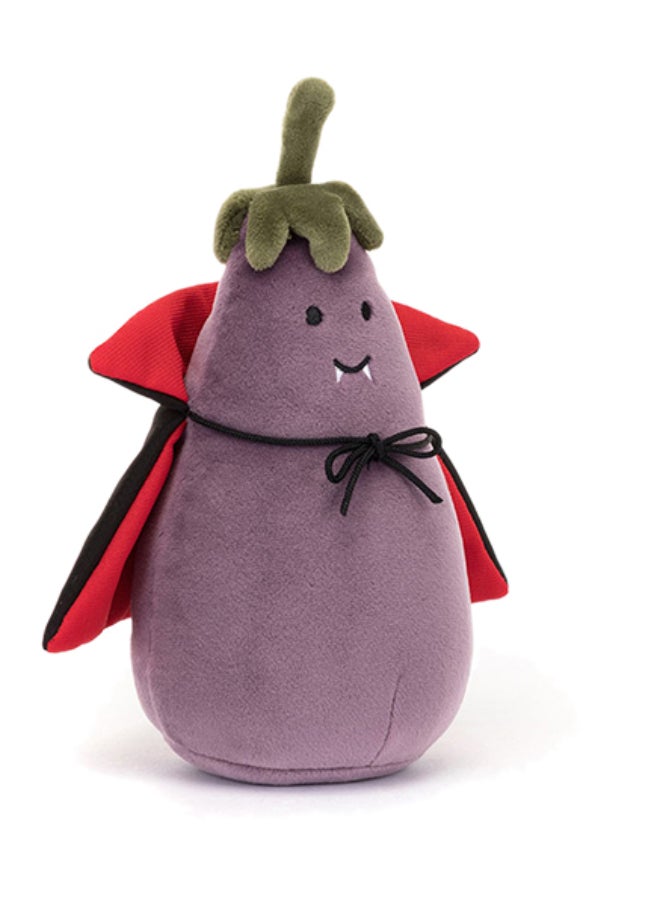 Jellycat Vivacious Aubergine Vampire Plush Toy 16cm – Soft Halloween Aubergine Character with Cape, Fun Amuseables Plush for Kids, Gifting & Collectors - Image 1