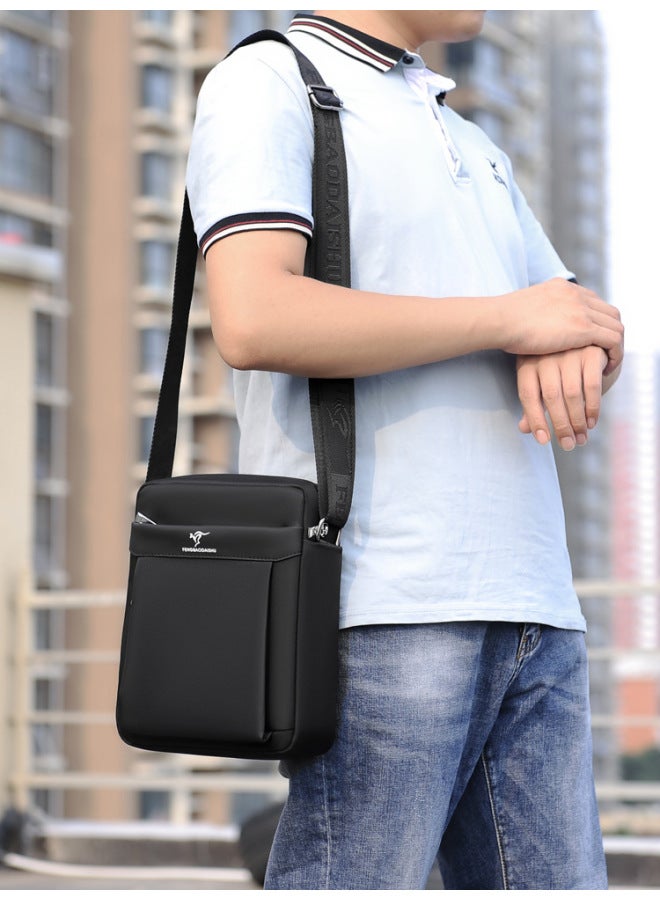 OxFord Cloth Men's Bag Men's Shoulder Bag Fashion Trendy Large Capacity Crossbody Bag Sports Casual Business Backpack-Color:023-3 Black - Image 5