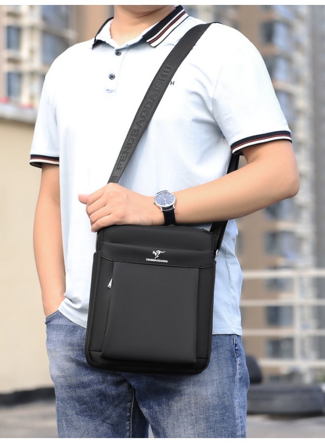 OxFord Cloth Men's Bag Men's Shoulder Bag Fashion Trendy Large Capacity Crossbody Bag Sports Casual Business Backpack-Color:023-3 Black - Image 3