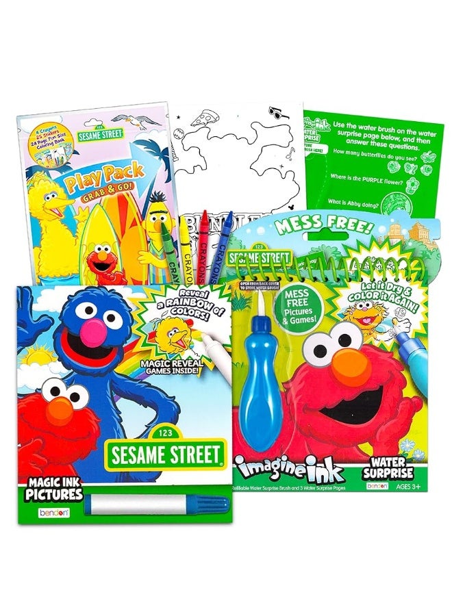 elmo Sesame Street Coloring Book Bundle - 3 Pack Sesame Street Activity Set with Mess Free Coloring Book, Paint with Water Book, and More - Image 4