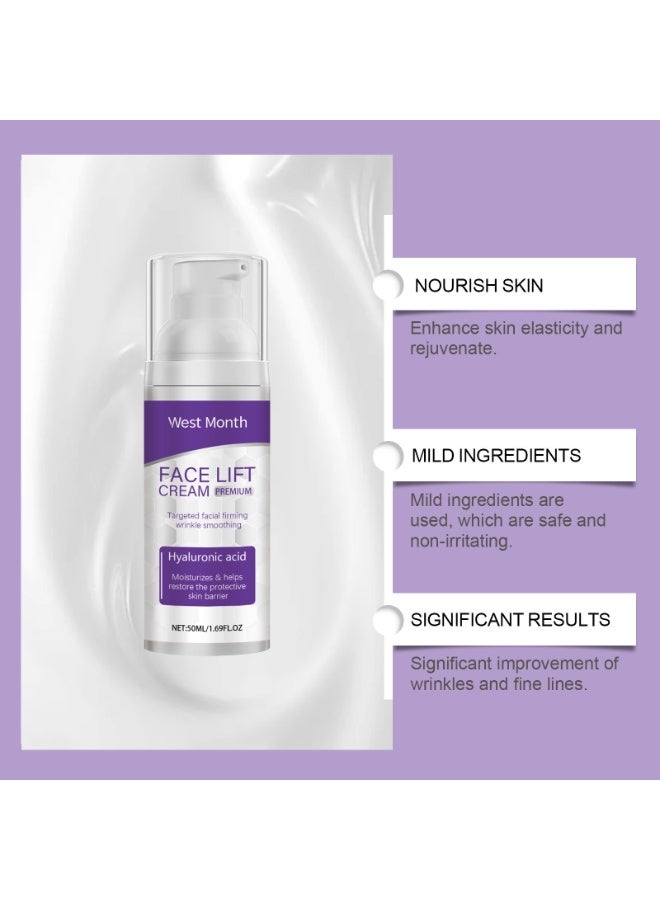 WEST MONTH Facial Moisturizing Cream with Hyaluronic Acid, Hydrating Face Cream to Nourish Skin, Daily Facial Care for Women, 50ml - Image 2