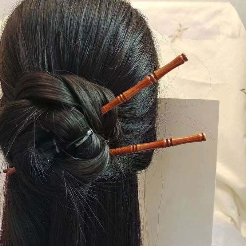 Generic Elegant Tassel Hairpin with Traditional Chinese Style Bamboo Joint khaki 2 PCs 
