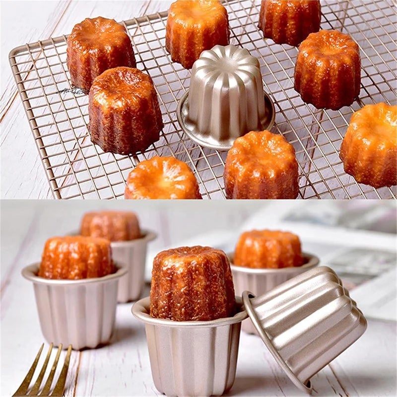 pureza 6pcs Non-Stick Baking Utensil Set - Carbon Steel Mini Canele And Muffin Bakeware For Pastries(Gray) - Image 2