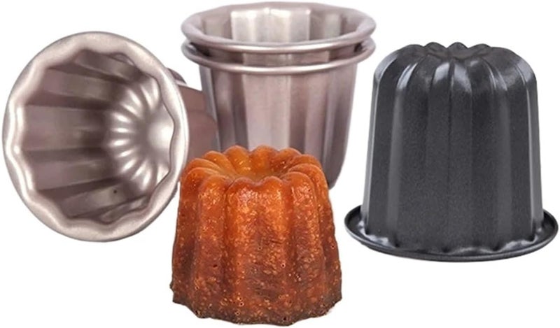 pureza 6pcs Non-Stick Baking Utensil Set - Carbon Steel Mini Canele And Muffin Bakeware For Pastries(Gray) - Image 4