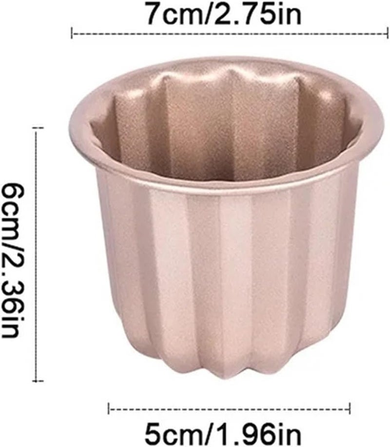 pureza 6pcs Non-Stick Baking Utensil Set - Carbon Steel Mini Canele And Muffin Bakeware For Pastries(Gray) - Image 5