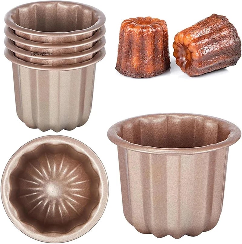 pureza 6pcs Non-Stick Baking Utensil Set - Carbon Steel Mini Canele And Muffin Bakeware For Pastries(Gray) - Image 3