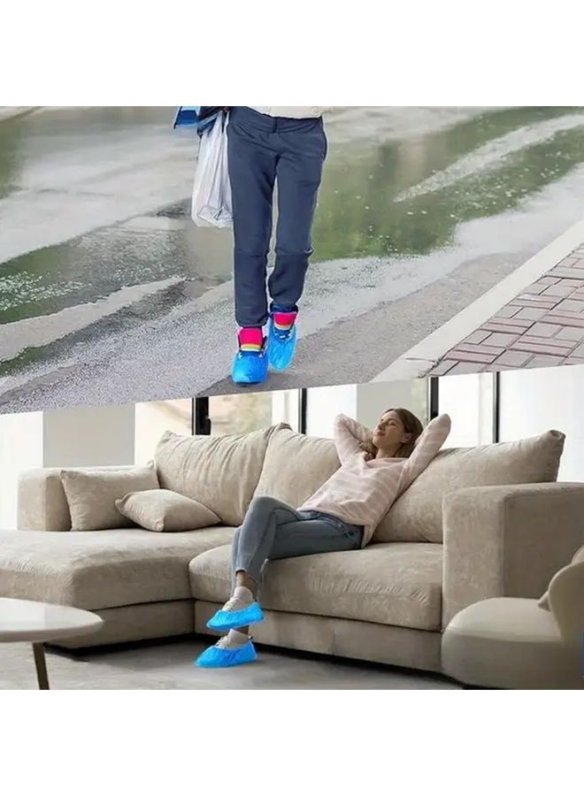 50 Pcs Disposable Shoe Covers Durable Plastic Rainproof Boot Protectors For Office Work Travel Hotel Use Hygienic Indoor Outdoor Wear Easy On Design - Image 5