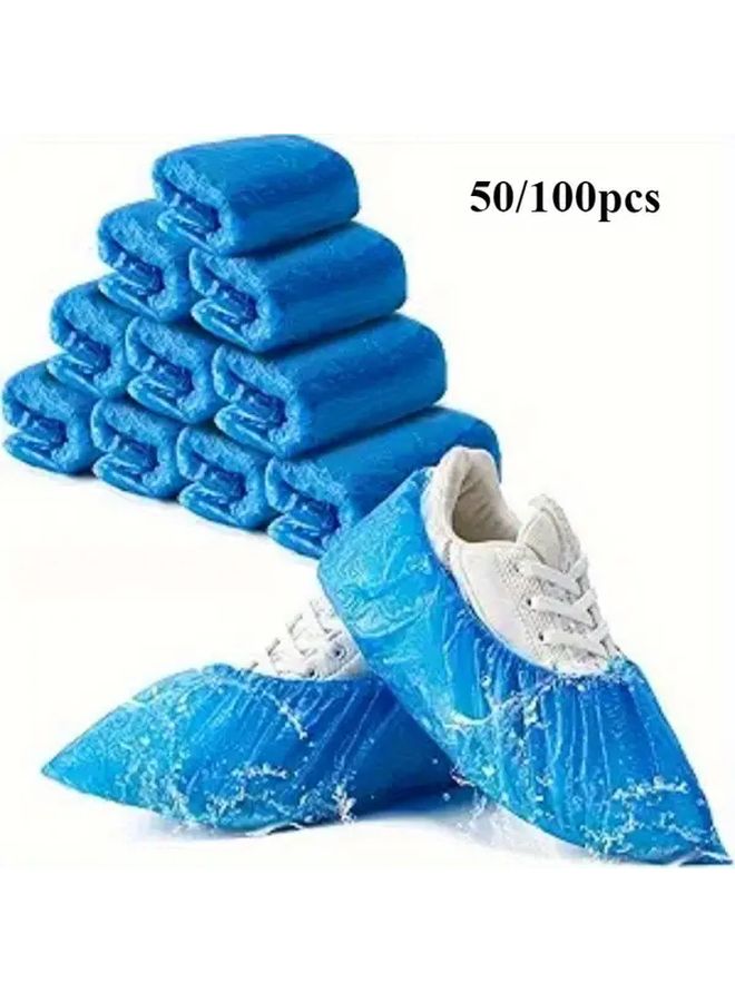 50 Pcs Disposable Shoe Covers Durable Plastic Rainproof Boot Protectors For Office Work Travel Hotel Use Hygienic Indoor Outdoor Wear Easy On Design - Image 1
