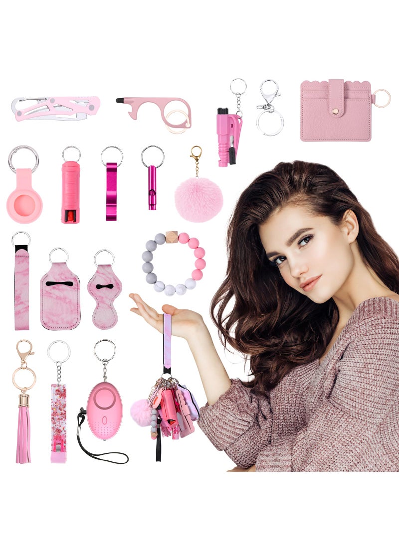 AMIR AMIR Safety Keychain Set for Women, Wristlet Strap Keychain with Personal Alarm and Pom Pom Accessories Kit, Gifts for Women and Girls  - Image 2