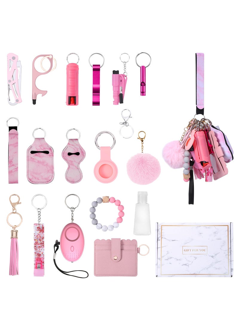 AMIR AMIR Safety Keychain Set for Women, Wristlet Strap Keychain with Personal Alarm and Pom Pom Accessories Kit, Gifts for Women and Girls  - Image 1