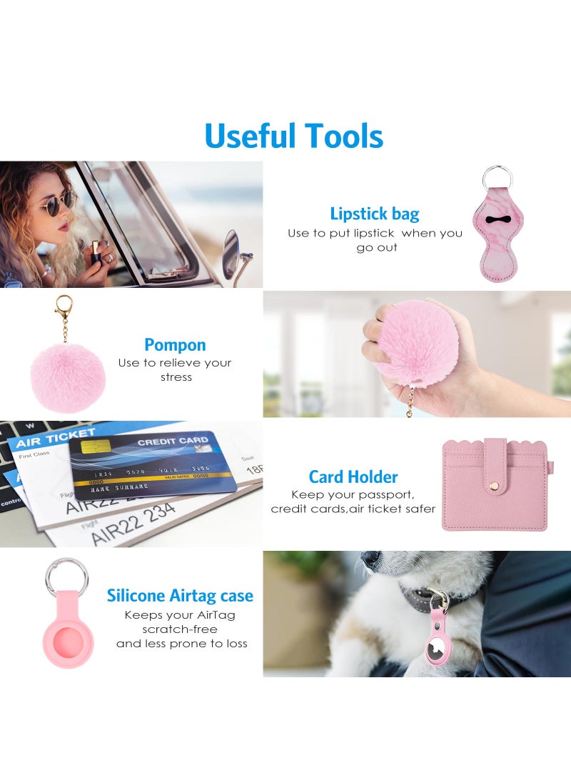 AMIR AMIR Safety Keychain Set for Women, Wristlet Strap Keychain with Personal Alarm and Pom Pom Accessories Kit, Gifts for Women and Girls  - Image 5