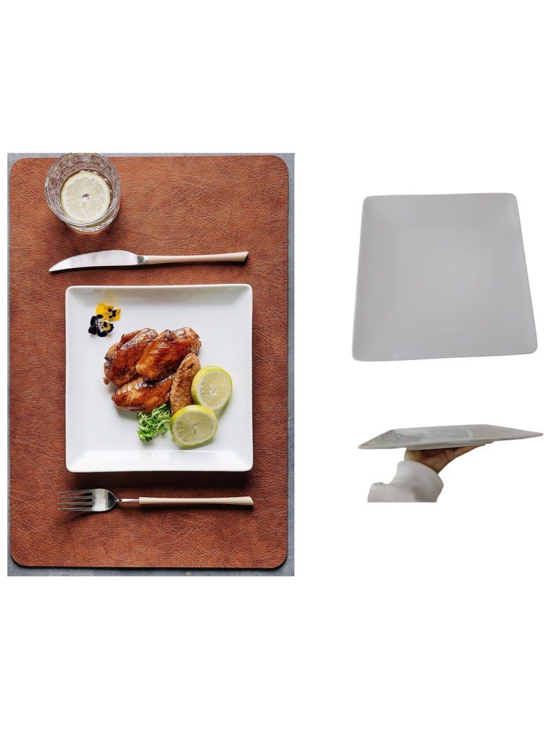 طبق مربع مسطح من البورسلين الأبيض 27 سم * 27 سم - Image 1