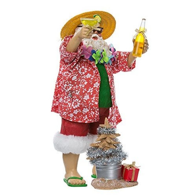 KURT ADLER FABRICHE BEACH SANTA 10INCH 2PIECE SET