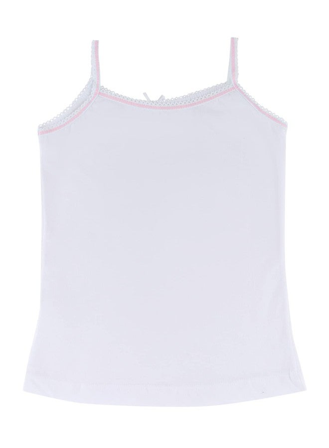 BODYCARE Kids Girls Vest White Colored | 100% Cotton| Skin Friendly | Lightweight | Sleeveless Design | Pack of 3 Print - Image 2