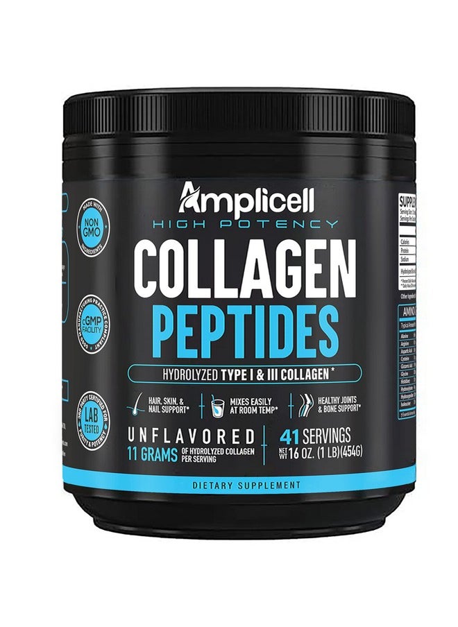 AMPLICELL Collagen Peptides 451G Hydrolyzed Collagen Powder Type 1 & Type 3 Multi Collagen Protein Powder Unflavored Collagen Peptides Powder Collagen Protein Skin Nails & Hair Supplement 41 Servings  - Image 2