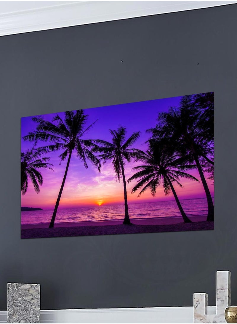 Droplyte - Multicolor Palm trees Sunset on beach Decorative Wall Art Wall Decor Card Board MDF Home Decor for Living Room, Drawing Room, Office Room and Bedroom 60CM x 40CM - Image 1