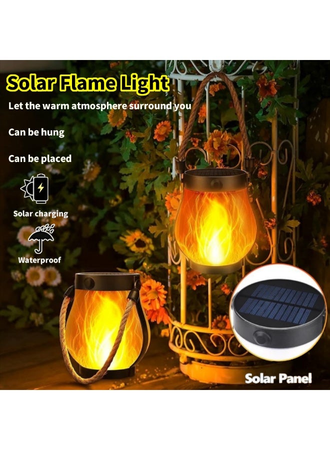 ضوء لهب شمسي جديد – يحاكي تأثير لهب واقعي، فانوس من حبل القنب لتزيين الحدائق والإضاءة الجوية، يمكن تعليقه أو وضعه. - Image 1