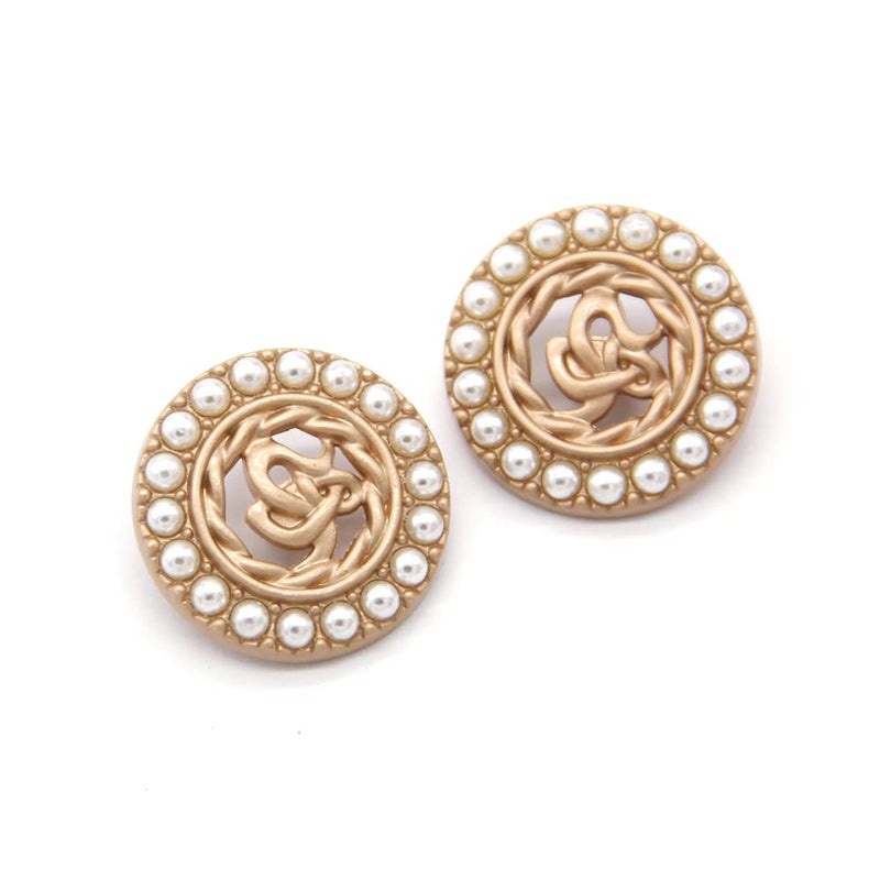 vingol 5 PCS Gold Metal Round Pearl Buttons for Clothing Women Coat Garment Buttons for Handmade Sewing Crafts 9 25mm