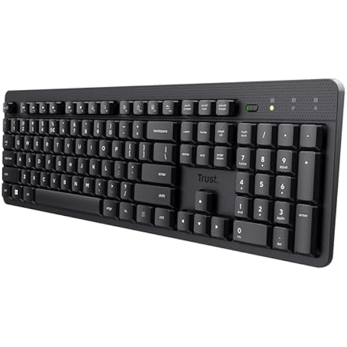 Trust ODY II SILENT WIRELESS GERMAN QWERTZ KEYBOARD, FLAT KEYS, SPLASH RESISTANT, 2.4GHZ RF USB RECEIVER, WIRELESS KEYBOARD FOR PC, LAPTOP, MAC - BLACK - Image 1