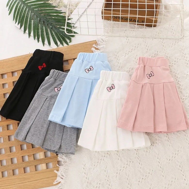 Girls Pleated Skirt Shorts with Safety Pants White  - Image 3
