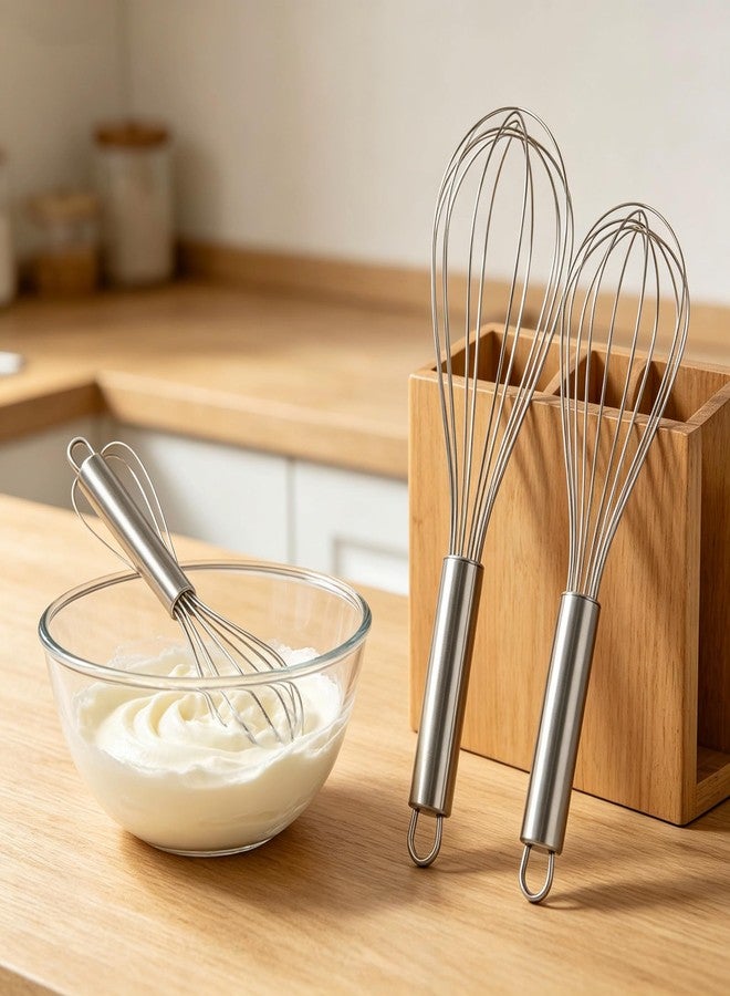 SSydl Stainless Steel Whisk Set, 3 Sizes (8", 10", 12") Kitchen Whisks for Cooking, Balloon Wire Whisk for Mixing, Whisking, Beating, Blending, Egg Beater, Baking, Whipping Cream, Frothing Milk - Image 3