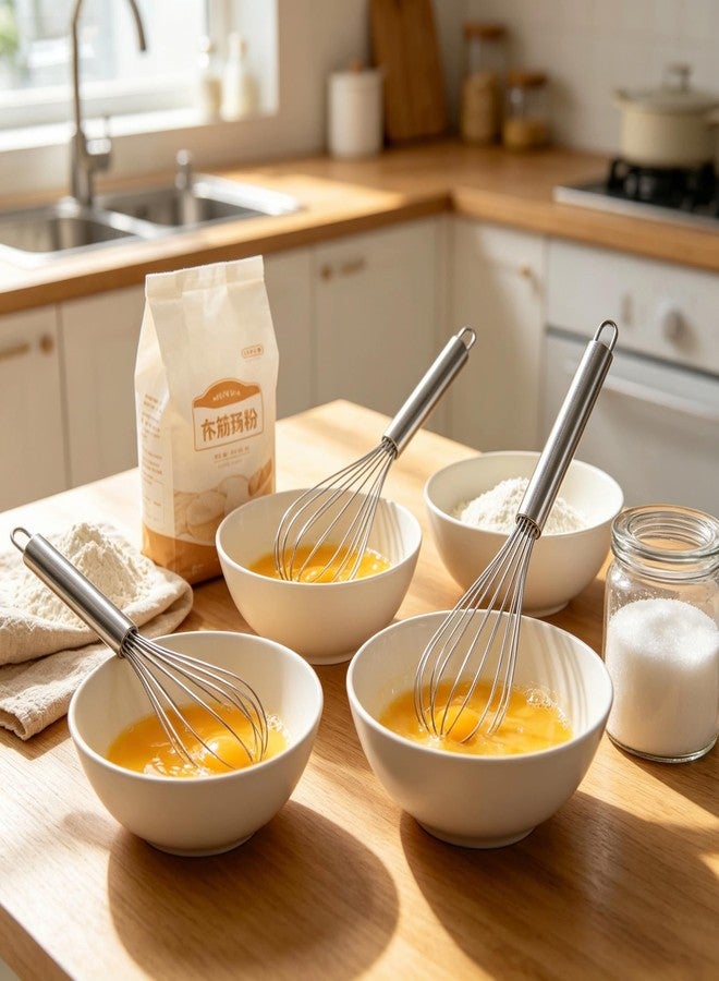 SSydl Stainless Steel Whisk Set, 3 Sizes (8", 10", 12") Kitchen Whisks for Cooking, Balloon Wire Whisk for Mixing, Whisking, Beating, Blending, Egg Beater, Baking, Whipping Cream, Frothing Milk - Image 5