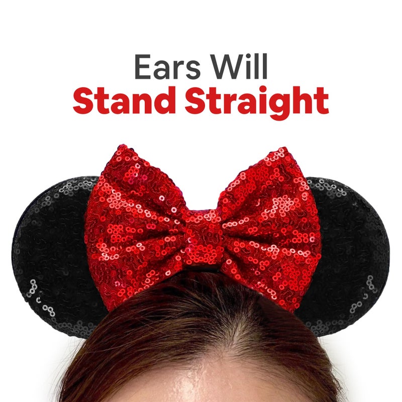 SAMARKAND Shiny Sequin Minnie Bow Headbands - Elastic, Adjustable, and Headache-Free - Glitter Mouse Ears for Girls and Women (Classic) - Image 4