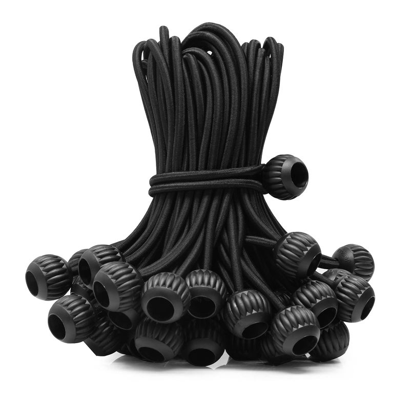 Joneaz Joneaz Bungee Cord with Balls 9 inch Black Heavy Duty 50Piece UV Resistant 