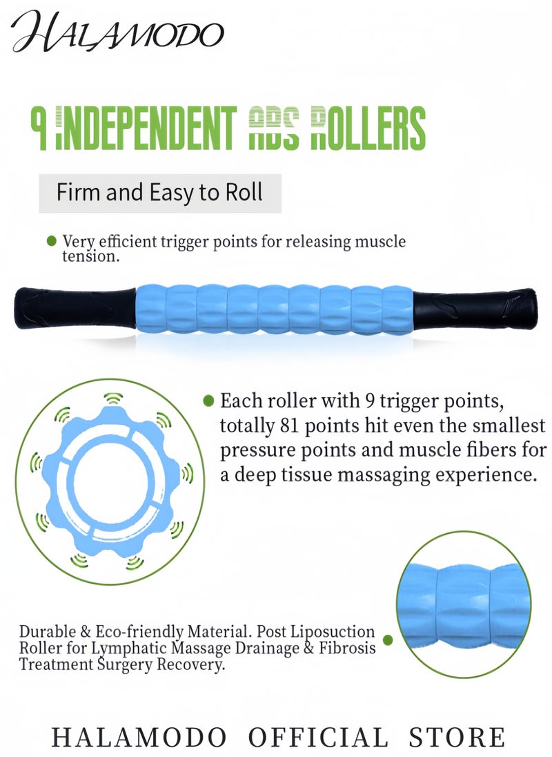 HALAMODO Muscle Roller Athlete Massage Roller Stick Help Reducing Muscle Soreness Cramping Tightness Leg Arms Back Calves Muscle Massager for Post Liposuction & Fibrosis Treatment & Surgery Recovery & Tummy Tuck  - Image 3