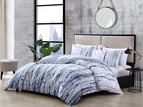 City Scene - King Duvet Cover Set, 100% Soft Cotton Bedding for Year Round Comfort, 3 Piece Bed Set with Matching Pillowcases (Sokal Blue) - Image 1