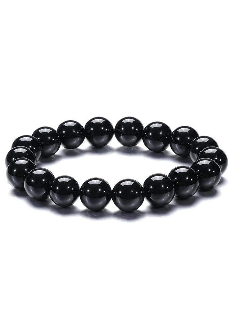 Men's Obsidian Beaded Bracelet 16MM Gift for Men Husband Boy friend - Image 1