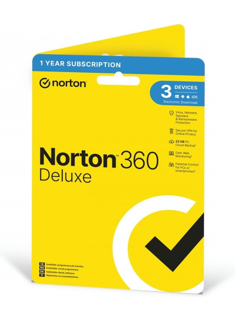Norton By Symantec Norton 360 Deluxe 1User 3Devices 1Years with 25 GB Cloud - Image 1