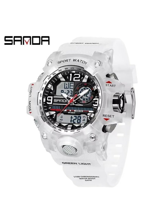 Sanda 3353 Fashionable And Cool Watch women Outdoor Swimming Sports Waterproof Watch Junior High School Students Multi-Functional Dual Display Electronic Watch - Image 1