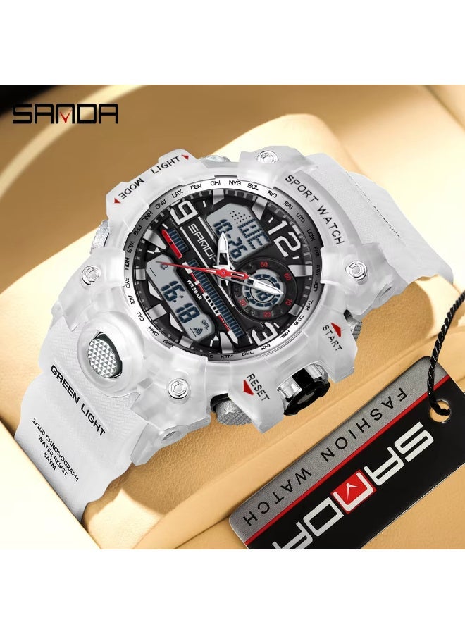 Sanda 3353 Fashionable And Cool Watch women Outdoor Swimming Sports Waterproof Watch Junior High School Students Multi-Functional Dual Display Electronic Watch - Image 2