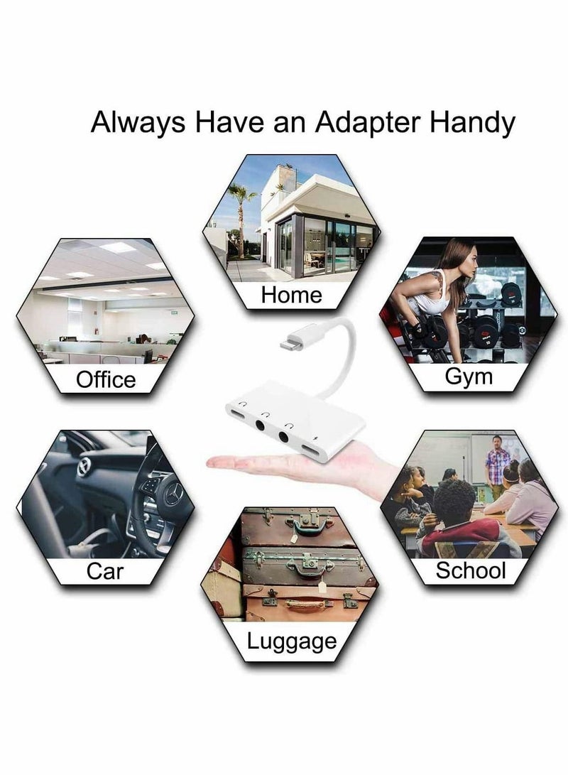 SYOSI 4-in-1 Headphone Jack Audio Charger Adapter and Splitter, iPhone Headphone Jack, Dual 3.5mm Headphone Jack, Charging Port for iPhone - Image 4